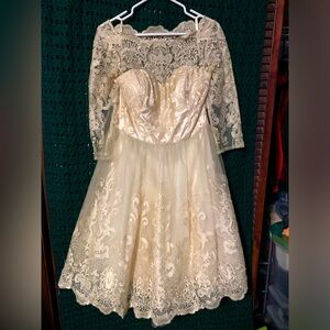 Chi Chi London Midi Cream Lace Dress